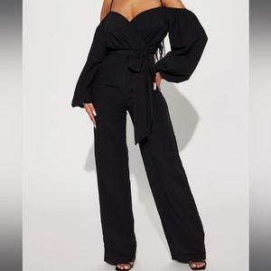 Black off the shoulder jumpsuit